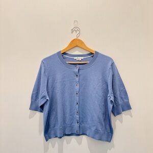 Boden Short Sleeve Button Cotton Cardigan in blue
Size XL